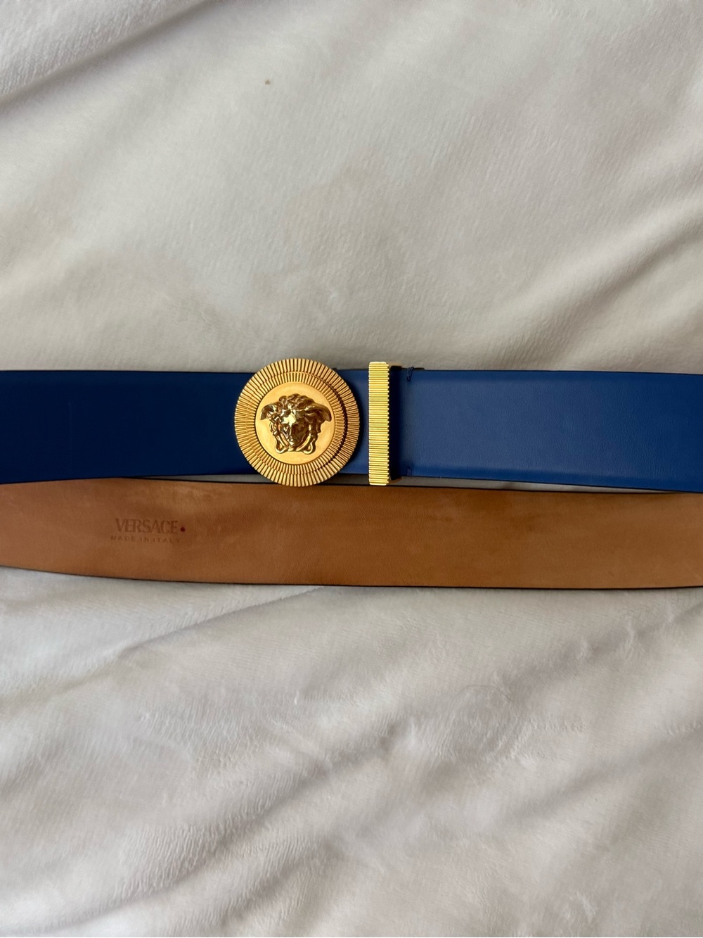 Versace Navy Blue Leather Belt